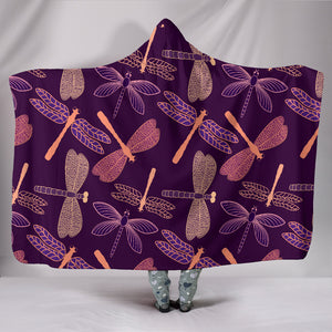 Dragonfly Violet Hooded Blanket - Freedom Look
