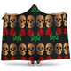 Roses and Skulls Hooded Blanket for Skull Lovers