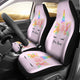 Personalized Pink Unicorn With Flowers Front Car Mats (Set Of 2)
