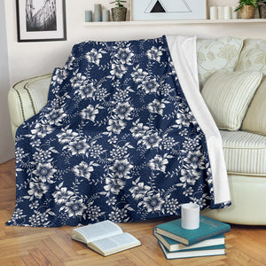 Blue Floral Pattern Blanket