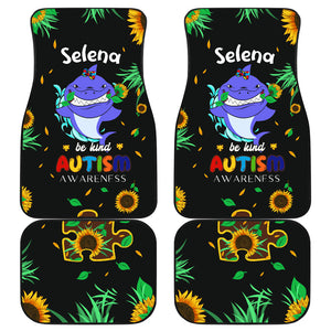 Autism Personalized Awareness Shark - Front and Back Car Mats Gift (Set Of 4)