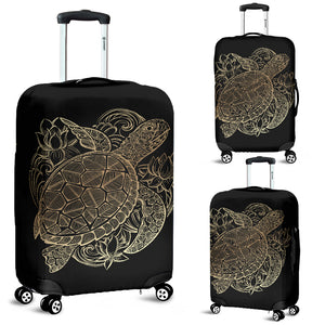 Golden Sea Turtle Luggage Cover - Freedom Look