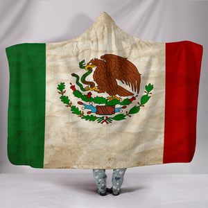 Mexican Flag - Cozy Warm Hooded Sherpa And Microfiber Blanket With Hood