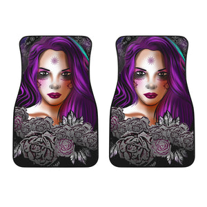 Sugar Skull Flowers Purple - Universal Front Car Mats Gift (Set Of 2)