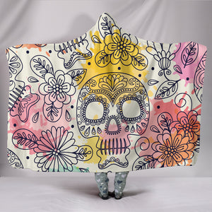 Pastel Sugar Skull II Hooded Blanket