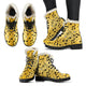 Yellow Music Notes Design Faux Fur Leather Boots Winter Shoes