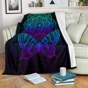 Butterfly Mandala Colorful Cozy Blanket