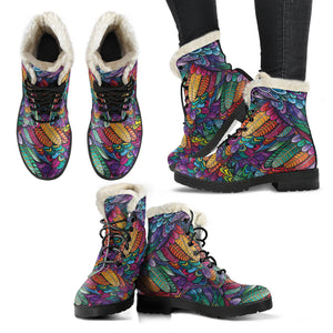Boho Feather Handcrafted Women's Vegan-Friendly Leather Boots