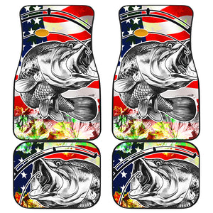 Fishing Big Fish US Flag - Front and Back Car Mats Gift (Set or 4)