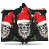 Evil Christmas Skull Santa Hooded Sherpa And Microfiber Blanket With Hood