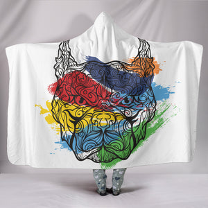 Bulldog Dog - Colorful Cozy Warm Hooded Sherpa And Microfiber Blanket With Hood