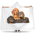 Dachshund Dog Warm Cozy Hooded Sherpa And Microfiber Blanket With Hood