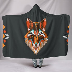 Wolf Cozy Warm Hooded Sherpa And Microfiber Blanket With Hood