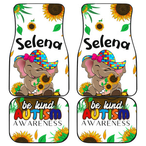 Autism Awareness Personalized Elephant - Front and Back Car Mats Gift (Set Of 4)