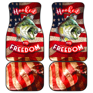 Fishing Hooked Freedom - Universal Front and Back Car Mats Gift (Set of 2 or 4)