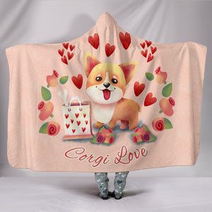 Corgi Love Hooded Blanket for Lovers of Corgis