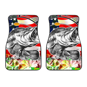 Fishing Big Fish US Flag - Universal Front and Back Car Mats Gift (Set Of 2)