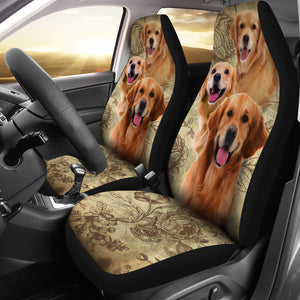 Golden Retriever Dog Gift - Seat of 2 Front Car Seat Covers
