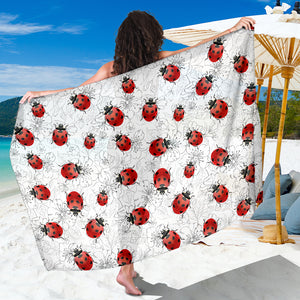 Ladybugs & Flowers Sarong Scarf, Ladybug Lady Bug Lover Gift, Pretty Ladybug Beach Cover Up, Ladybird Beach Sarong Skirt Dress