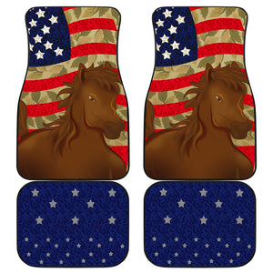 Horse USA Flag - Front and Back Car Mats Gift (Set Of 4)
