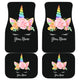Front And Back Unicorn Car Mats (Set of 4) - Black Style Without Flowers