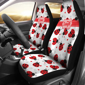 Love Laugh - Personalized Ladybugs Car Seat Covers