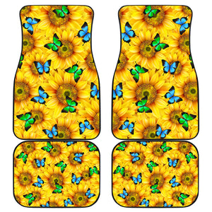 Sunflower Butterfly Front And Back Car Mats (Set Of 4)