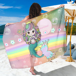 Mermaid Girl Child Sarong Scarf For Beach
