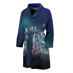 Pisces Men's Horoscope Bath Robe Housecoat Wrapper for Birthday Christmas Gift