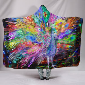Peacock Nexsus Cozy Warm Hooded Sherpa And Microfiber Blanket With Hood