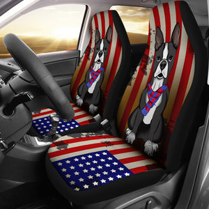 Boston Terrier Dog - Set of 2 Universal Front Car Seat Covers Protection