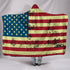 American USA Flag Cozy Warm Hooded Sherpa And Microfiber Blanket With Hood