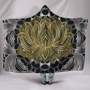 Spiritual Golden Lotus Hooded Blanket