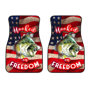 Fishing Hooked Freedom - Universal Front and Back Car Mats Gift (Set of 2 or 4)