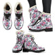 Floral Grey Roses & Peonies - Faux Fur Leather Boots