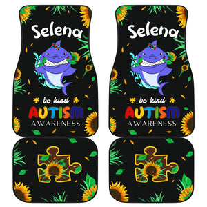 Autism Personalized Awareness Shark Front and Back Car Mats Set (Set of 2 or 4)