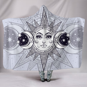 HandCrafted Two Moon and Sun Hooded Blanket