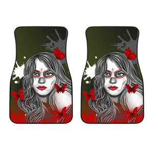 Sugar Skull Red Butterfly - Universal Front Car Mats Gift (Set of 2)