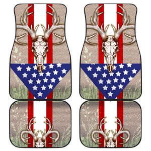 Deer Skull USA Flag - Universal Front and Back Car Mats Gift (Set Of 4)