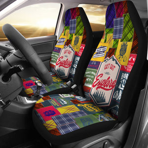 Camping Hiking Mountains - Red Front Car Seat Covers (Set of 2)