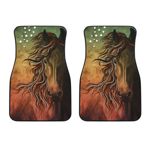 Abstract Horse USA Flag - Universal Front Car Mats Gift (Set of 2 or 4)