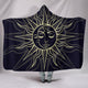 Bohemian Hand Drawn Sun and Moon Hooded Blanket