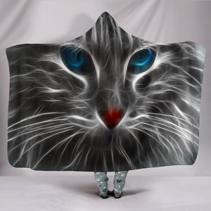 Electric Cat Cozy Warm Hooded Sherpa And Microfiber Blanket With Hood