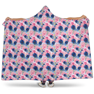 Watercolour Floral on Blue - Hooded Blankets