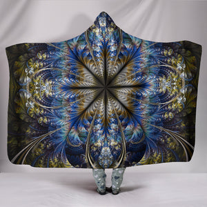 Fractal Mandala Warm Cozy Hooded Sherpa And Microfiber Blanket With Hood