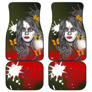 Sugar Skull Orange Butterfly - Universal Front Car Mats Gift (Set of 2 or 4)