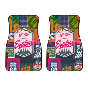 Camping Hiking Mountains - Pink Front Car Mats Protection (Set of 2)