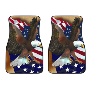 USA Flag Eagle Bird - Universal Front and Back Car Mats Gift (Set of 2 or 4)