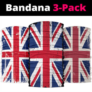 Grunge Union Jacks (Black, White, Grey) - Bandana 3 Pack - Mask
