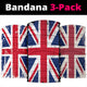 Grunge Union Jacks (Black, White, Grey) - Bandana 3 Pack - Mask